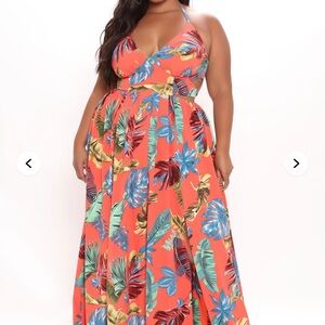 Tropical Print Maxi Dress